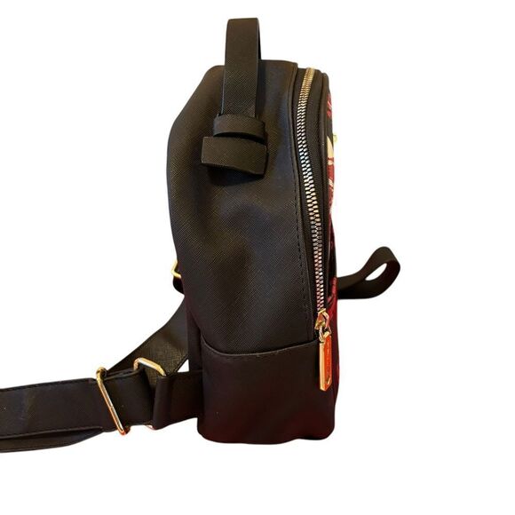 Betsey Johnson Black, White & Red Floral Mini Backpack w/ Gold Hardware - Picture 6 of 9